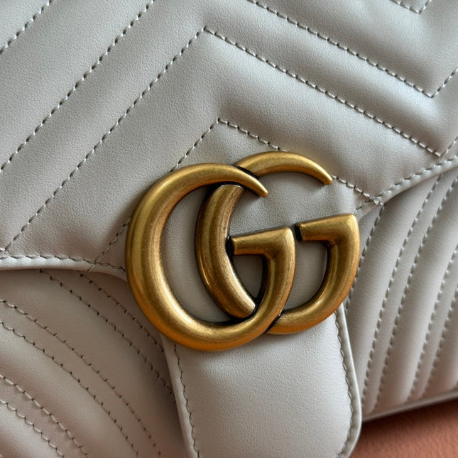 GG MARMONT MATELASSÉ LARGE 26 BAG WHITE CALFSKIN