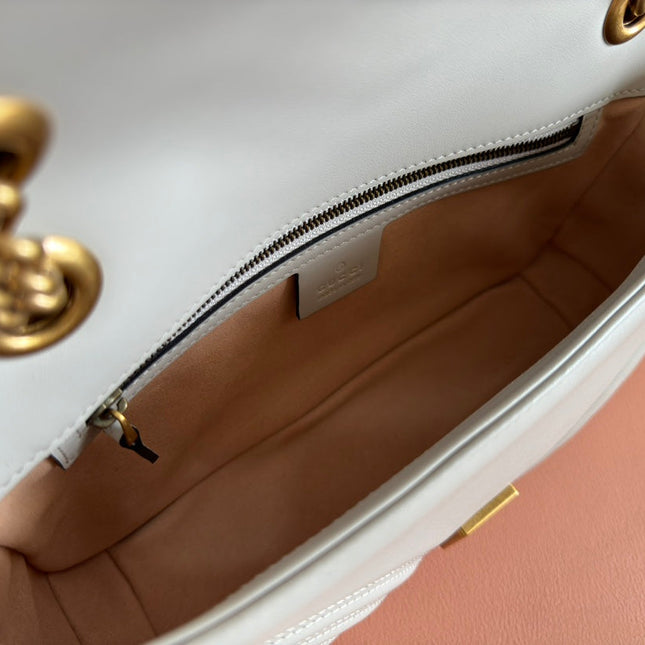 GG MARMONT MATELASSÉ LARGE 26 BAG WHITE CALFSKIN