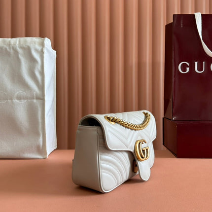 GG MARMONT MATELASSÉ LARGE 26 BAG WHITE CALFSKIN