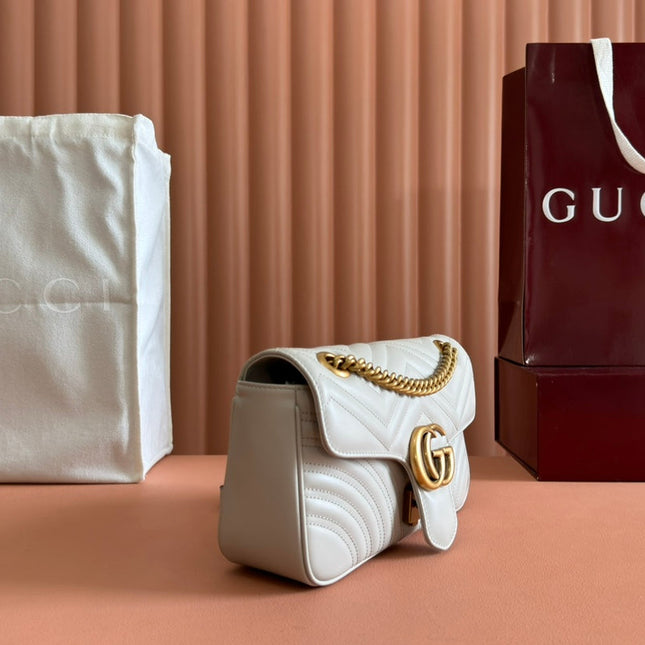 GG MARMONT MATELASSÉ LARGE 26 BAG WHITE CALFSKIN