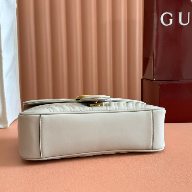 GG MARMONT MATELASSÉ LARGE 26 BAG WHITE CALFSKIN