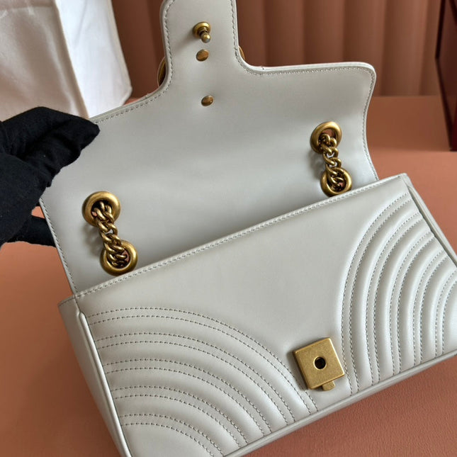 GG MARMONT MATELASSÉ LARGE 26 BAG WHITE CALFSKIN