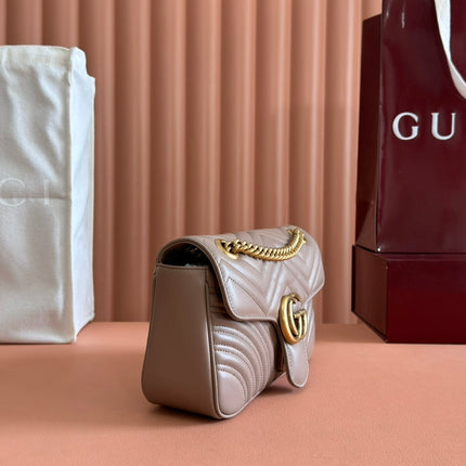 GG MARMONT MATELASSÉ LARGE 26 BAG BEIGE CALFSKIN