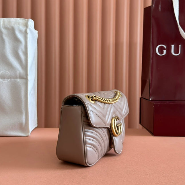 GG MARMONT MATELASSÉ LARGE 26 BAG BEIGE CALFSKIN