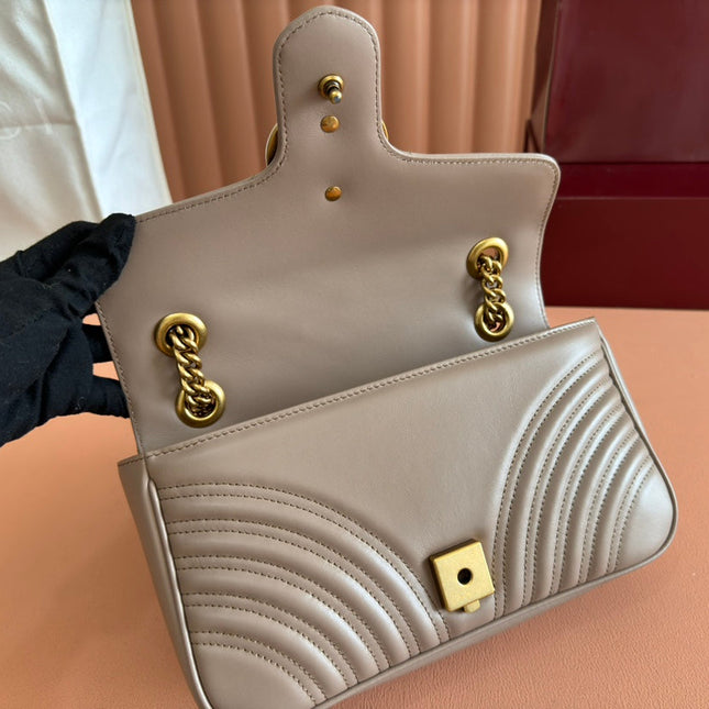 GG MARMONT MATELASSÉ LARGE 26 BAG BEIGE CALFSKIN