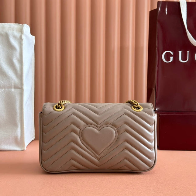GG MARMONT MATELASSÉ LARGE 26 BAG BEIGE CALFSKIN