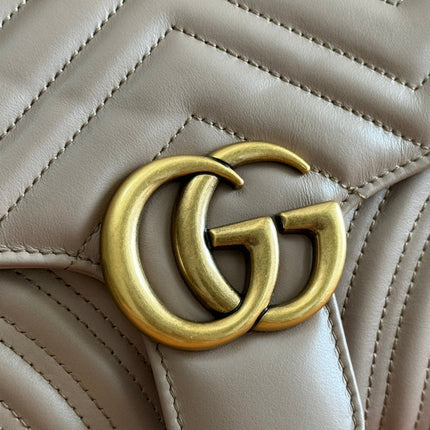 GG MARMONT MATELASSÉ LARGE 26 BAG BEIGE CALFSKIN