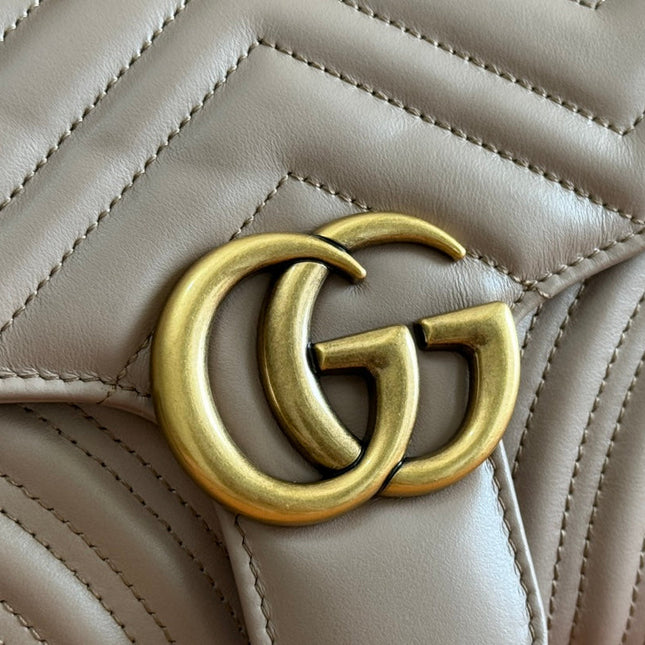 GG MARMONT MATELASSÉ LARGE 26 BAG BEIGE CALFSKIN