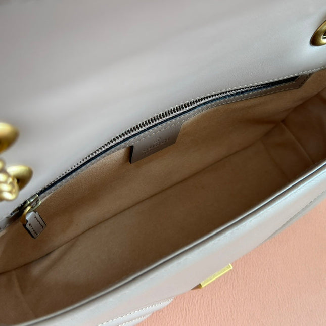 GG MARMONT MATELASSÉ LARGE 26 BAG BEIGE CALFSKIN