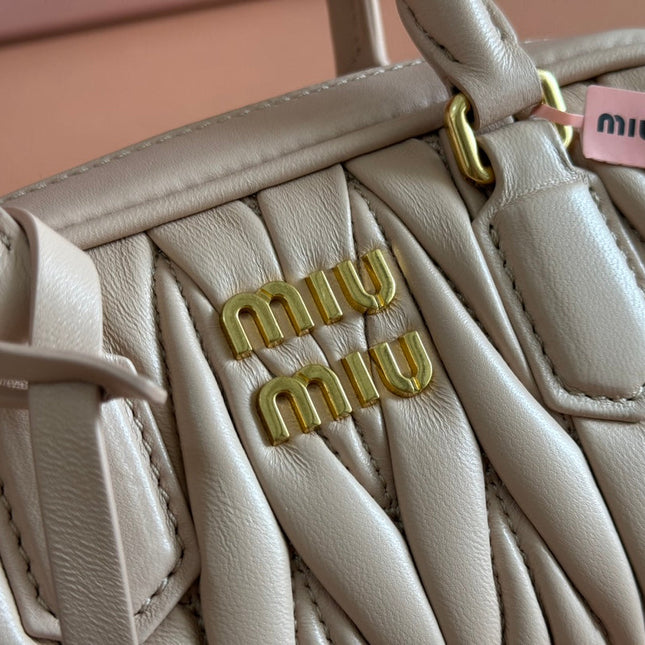 ARCADIE MATELASSÉ BAG 19 IN NUDE CALFSKIN GOLD HARDWARE