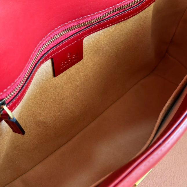 MARMONT SHOULDER BAG 31 IN RED CALFSKIN GOLD CHAIN