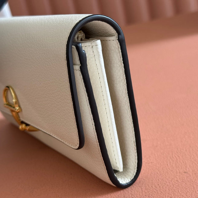 SOFTBIT CONTINENTAL WALLET 19 IN WHITE GRAINY CALFSKIN GOLD HARDWARE