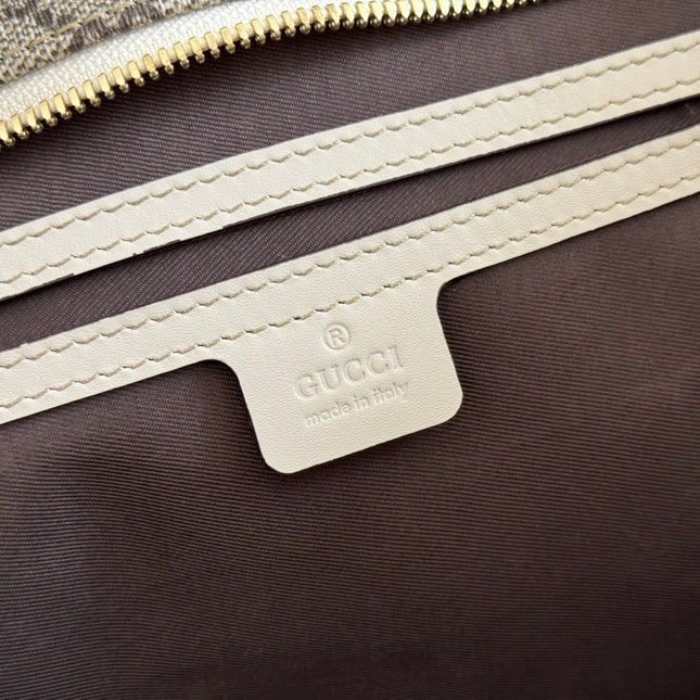 MEDIUM TOTE BAG 38 IN BEIGE AND BROWN GG COATED FABRIC WHITE CALFSKIN