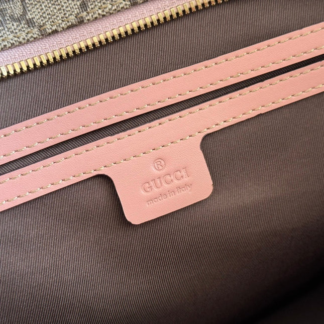 MEDIUM TOTE BAG 38 IN BEIGE AND BROWN GG COATED FABRIC PINK CALFSKIN