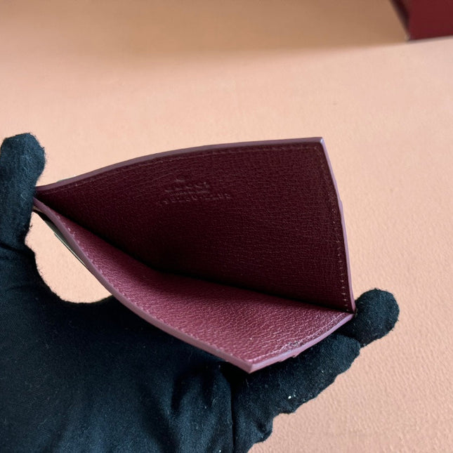 GG CARD CASE 10 IN BEIGE AND RED GG CALFSKIN