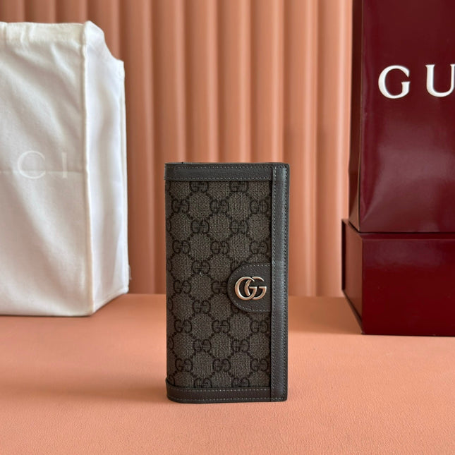 OPHIDIA CARD CASE 19 IN DARK GREY COATED FABRIC AND CALFSKIN