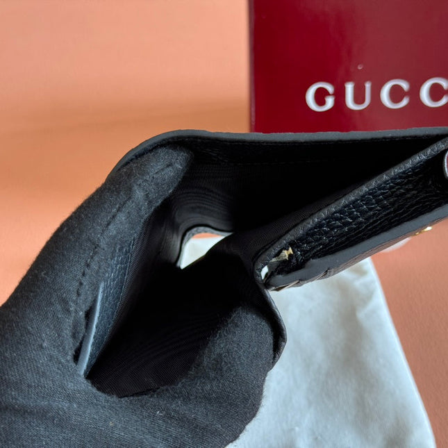 EMBLEM MINI WALLET 11 IN BLACK GG GRAINY CALFSKIN