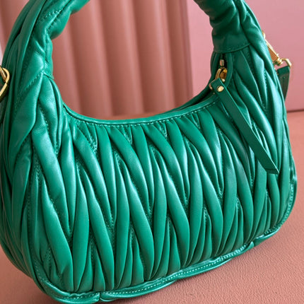 WANDER MATELASSÉ HANDBAG 23 IN PINE GREEN LAMBSKIN