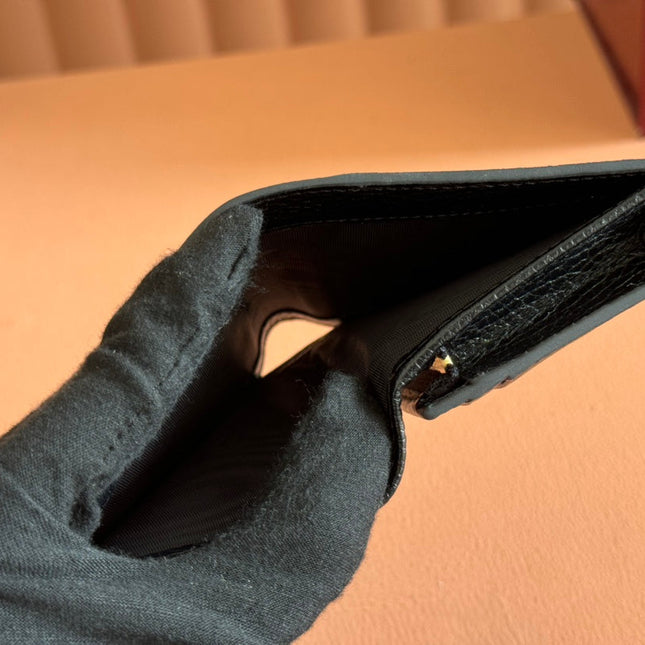 MARMONT BI-COLOUR CARD CASE WALLET 11 IN BEIGE EBONY GG CANVAS BLACK CALFSKIN