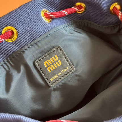 GABADINE POUCH 22.5 IN INDIGO RED CANVAS AMARANTH DRAWSTRING