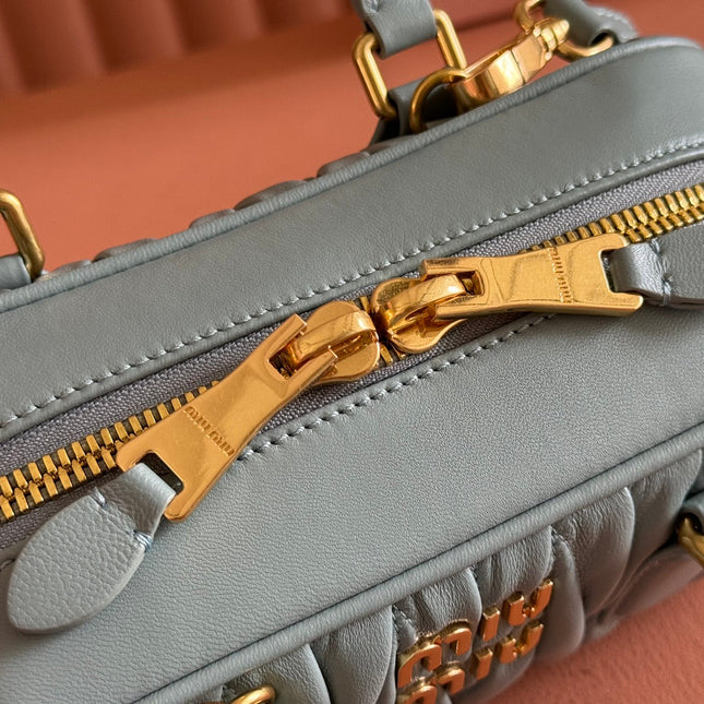 ARCADIE MATELASSÉ BAG 22 OLIVE GRAY IN CALFSKIN GOLD HARDWARE