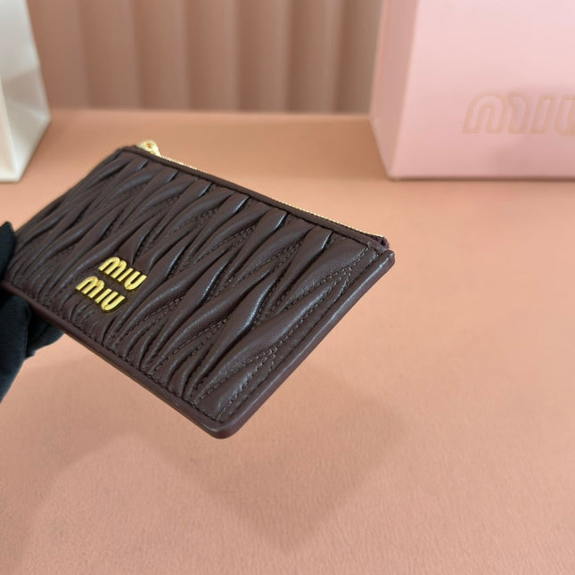 MATELASSÉ LEATHER ENVELOPE WALLET DARK BROWN