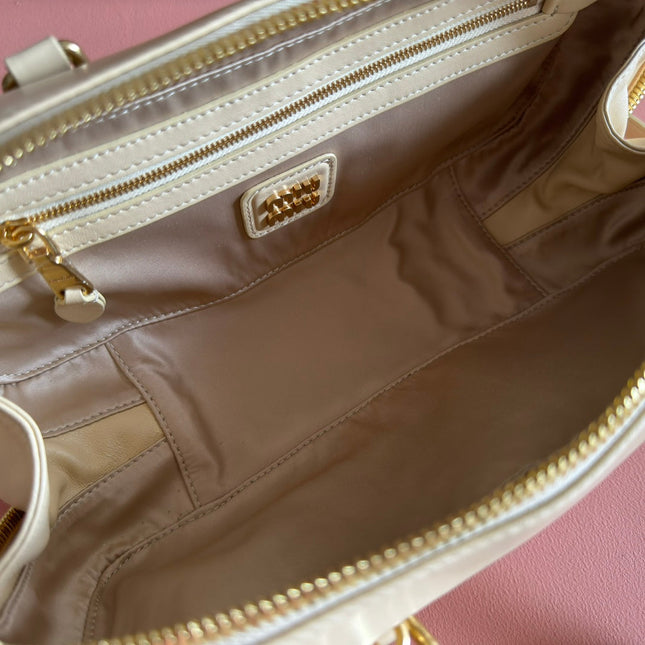 ARCADIE MATELASSÉ BAG 27 BEIGE IN CALFSKIN GOLD HARDWARE