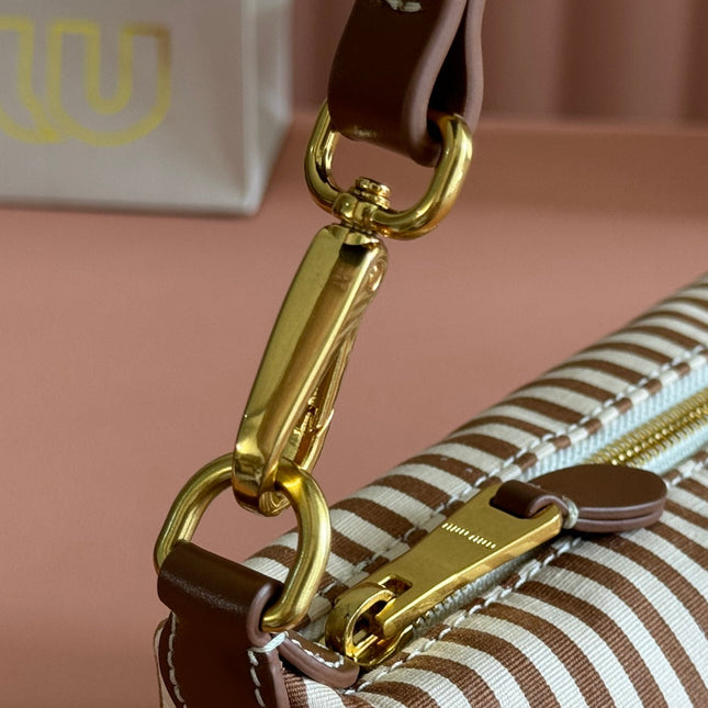 HOBO BAG 25 STRIPED WITH LOGO IN CANVAS GOLD HARDWARE