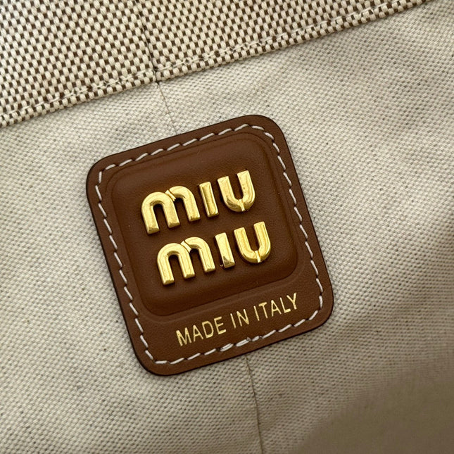 BUCKET BAG 29 BEIGE AND BRANDY IN CANVAS