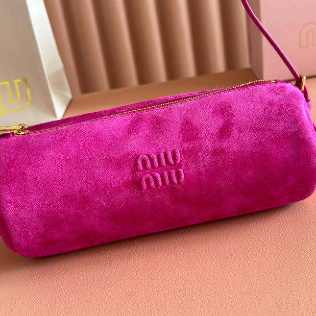 SUEDE BAG 22 FUCHSIA GOLD HARDWARE
