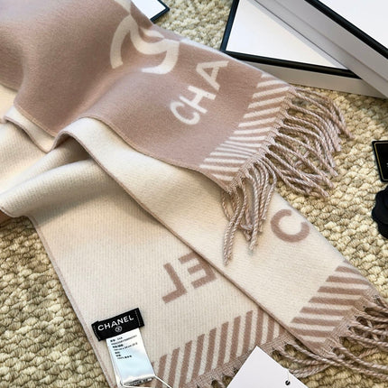 SCARF 184 CM IN ROSY BROWN MIX WHITE MERINO WOOL 393119