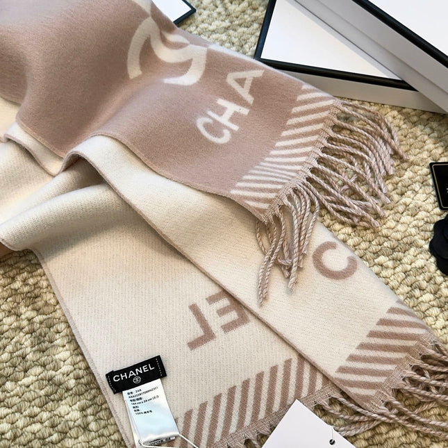 SCARF 184 CM IN ROSY BROWN MIX WHITE MERINO WOOL 393119