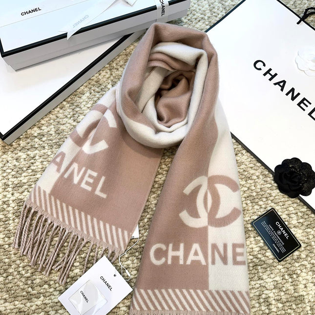 SCARF 184 CM IN ROSY BROWN MIX WHITE MERINO WOOL 393119