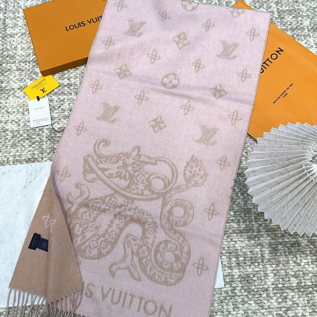 SCARF 170 CM IN LIGHT PINK MONOGRAM CASHMERE 396380