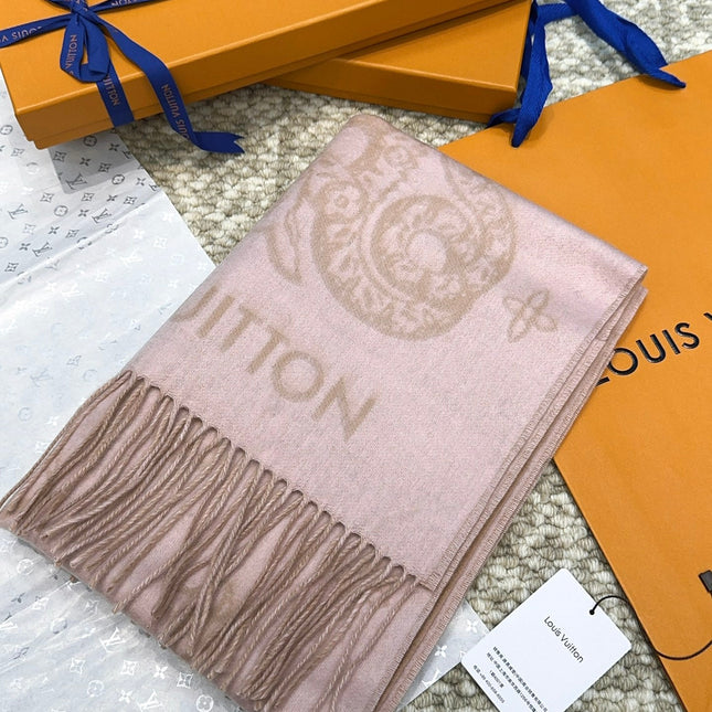 SCARF 170 CM IN LIGHT PINK MONOGRAM CASHMERE 396380