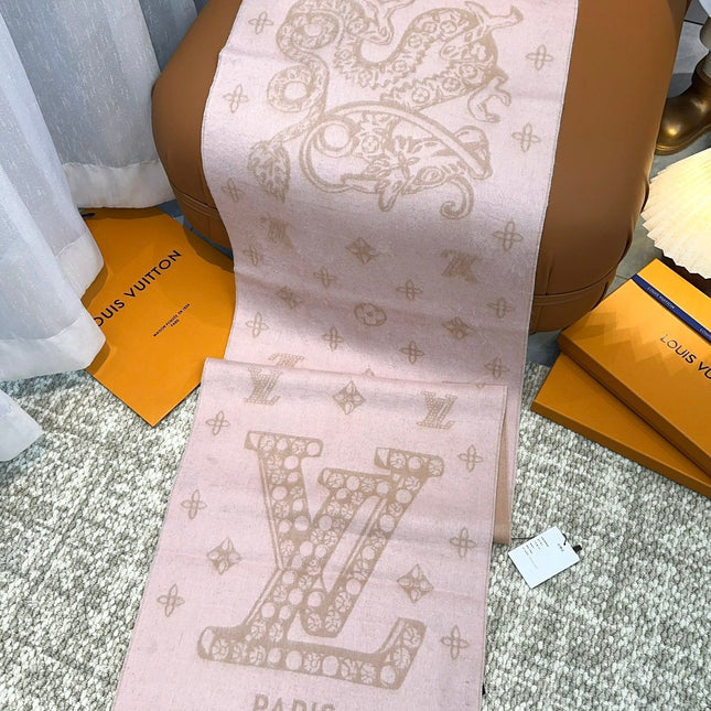 SCARF 170 CM IN LIGHT PINK MONOGRAM CASHMERE 396380
