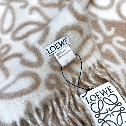 SCARF 186 CM IN CAMEL BEIGE MIX WHITE ALPACA AND WOOL 403822
