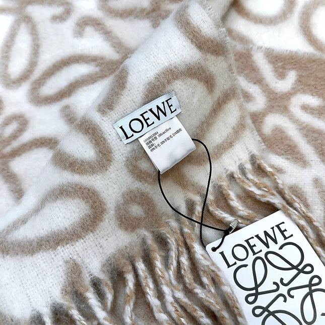 SCARF 186 CM IN CAMEL BEIGE MIX WHITE ALPACA AND WOOL 403822