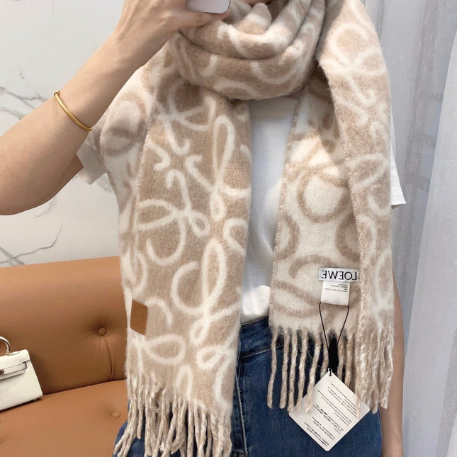SCARF 186 CM IN CAMEL BEIGE MIX WHITE ALPACA AND WOOL 403822