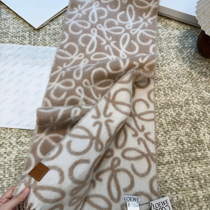 SCARF 186 CM IN CAMEL BEIGE MIX WHITE ALPACA AND WOOL 403822