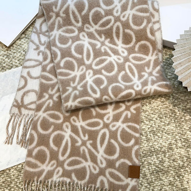 SCARF 186 CM IN CAMEL BEIGE MIX WHITE ALPACA AND WOOL 403822