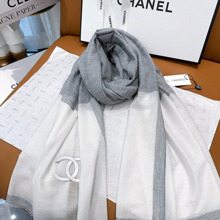 SCARF 200 CM IN DOVE GRAY MIX WHITE CASHMERE 402260