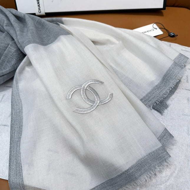 SCARF 200 CM IN DOVE GRAY MIX WHITE CASHMERE 402260