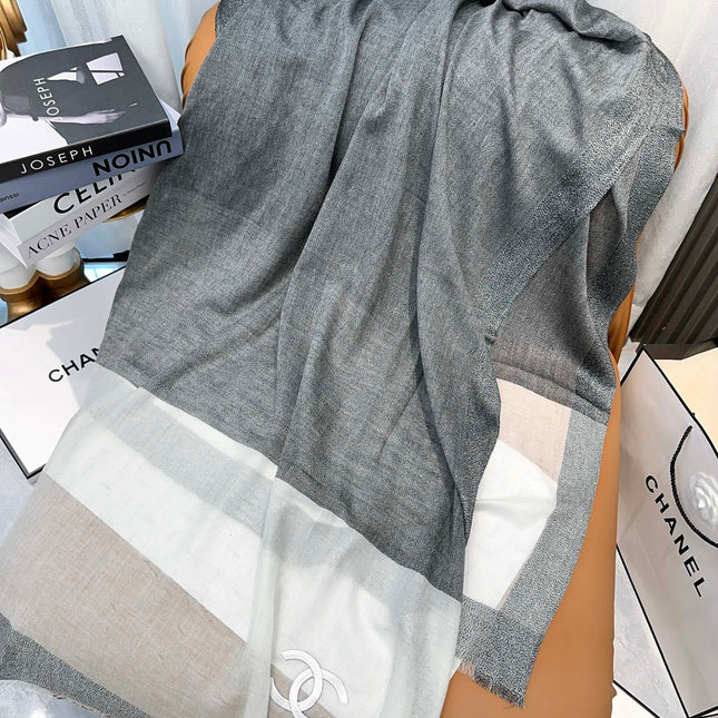 SCARF 200 CM IN MOUSE GRAY MIX WHITE CASHMERE 402261