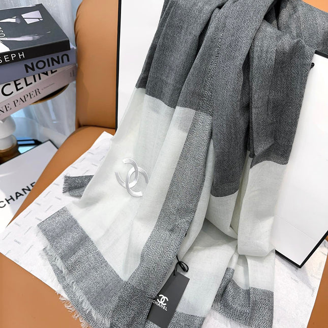 SCARF 200 CM IN MOUSE GRAY MIX WHITE CASHMERE 402261