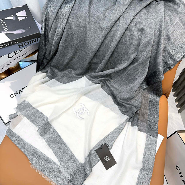 SCARF 200 CM IN SHADOW GRAY MIX WHITE CASHMERE 402262