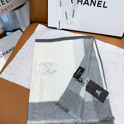 SCARF 200 CM IN SHADOW GRAY MIX WHITE CASHMERE 402262