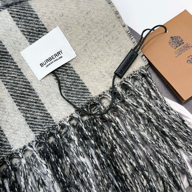 SCARF 210 CM IN WHITE MIX BLACK CASHMERE 408617