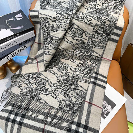 SCARF 210 CM IN WHITE MIX BLACK CASHMERE 408617