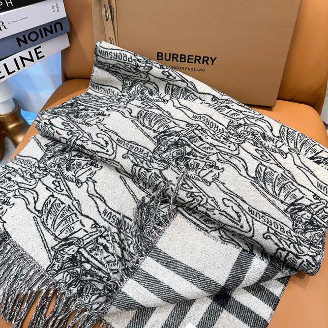 SCARF 210 CM IN WHITE MIX BLACK CASHMERE 408617